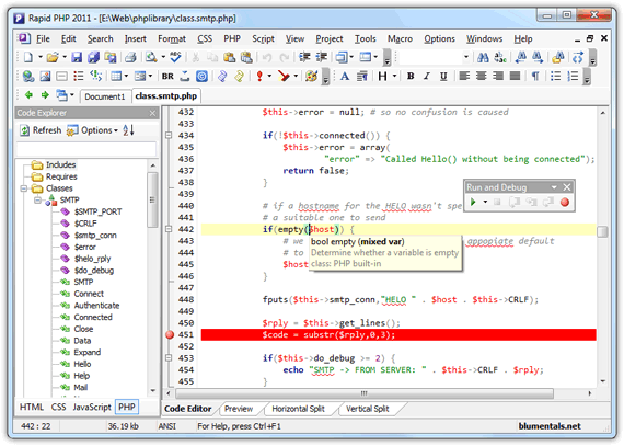 A Rapid PHP munkaasztala